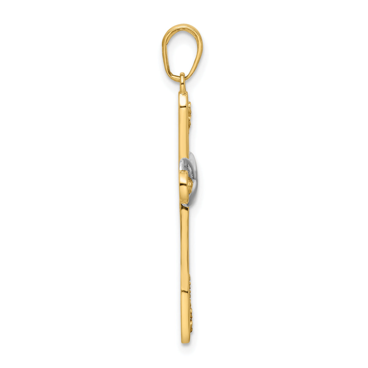 14K w/Rhodium D/C Cross & Infinity Pendant-K9786
