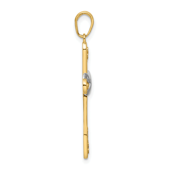 14K w/Rhodium D/C Cross & Infinity Pendant-K9786