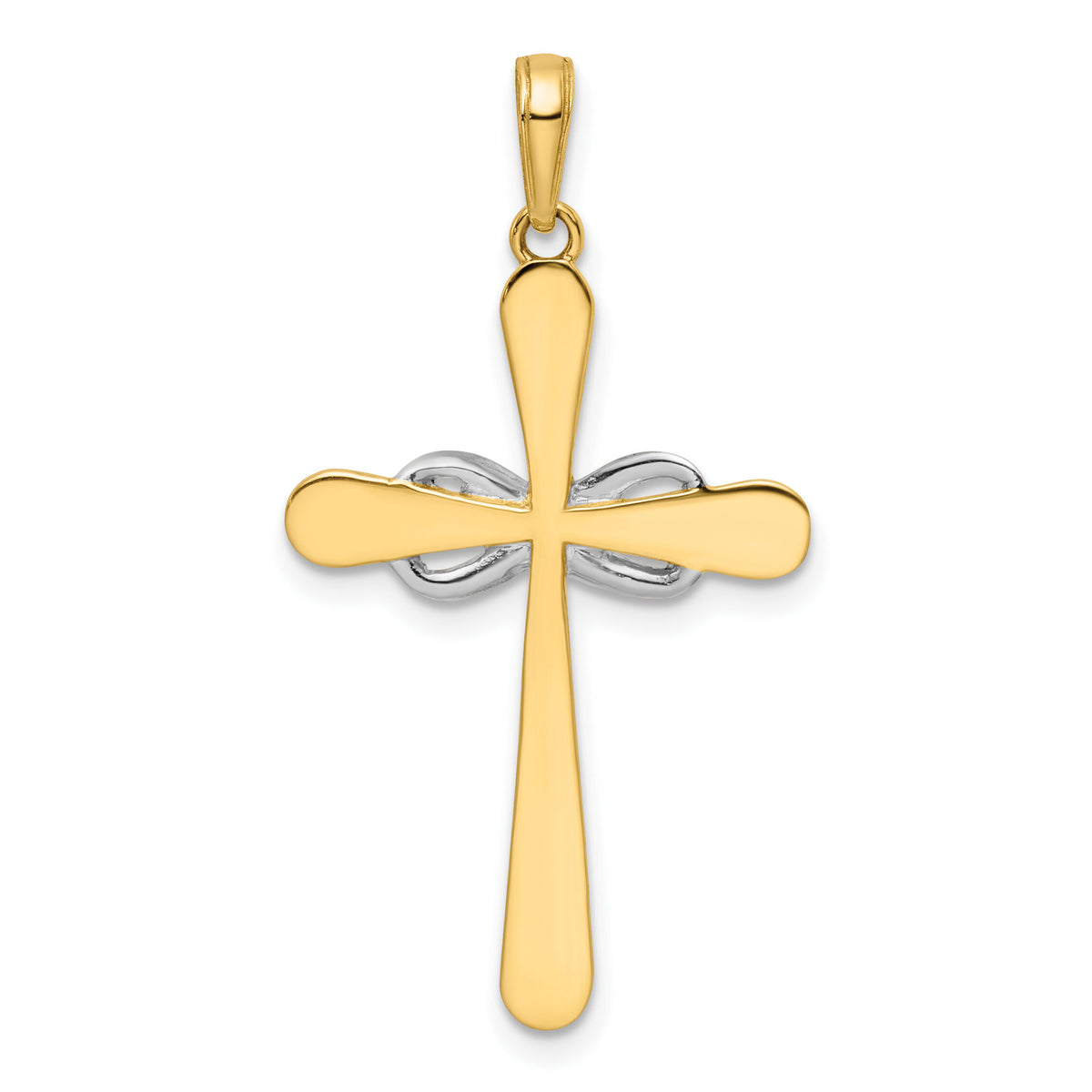 14K w/Rhodium D/C Cross & Infinity Pendant-K9786