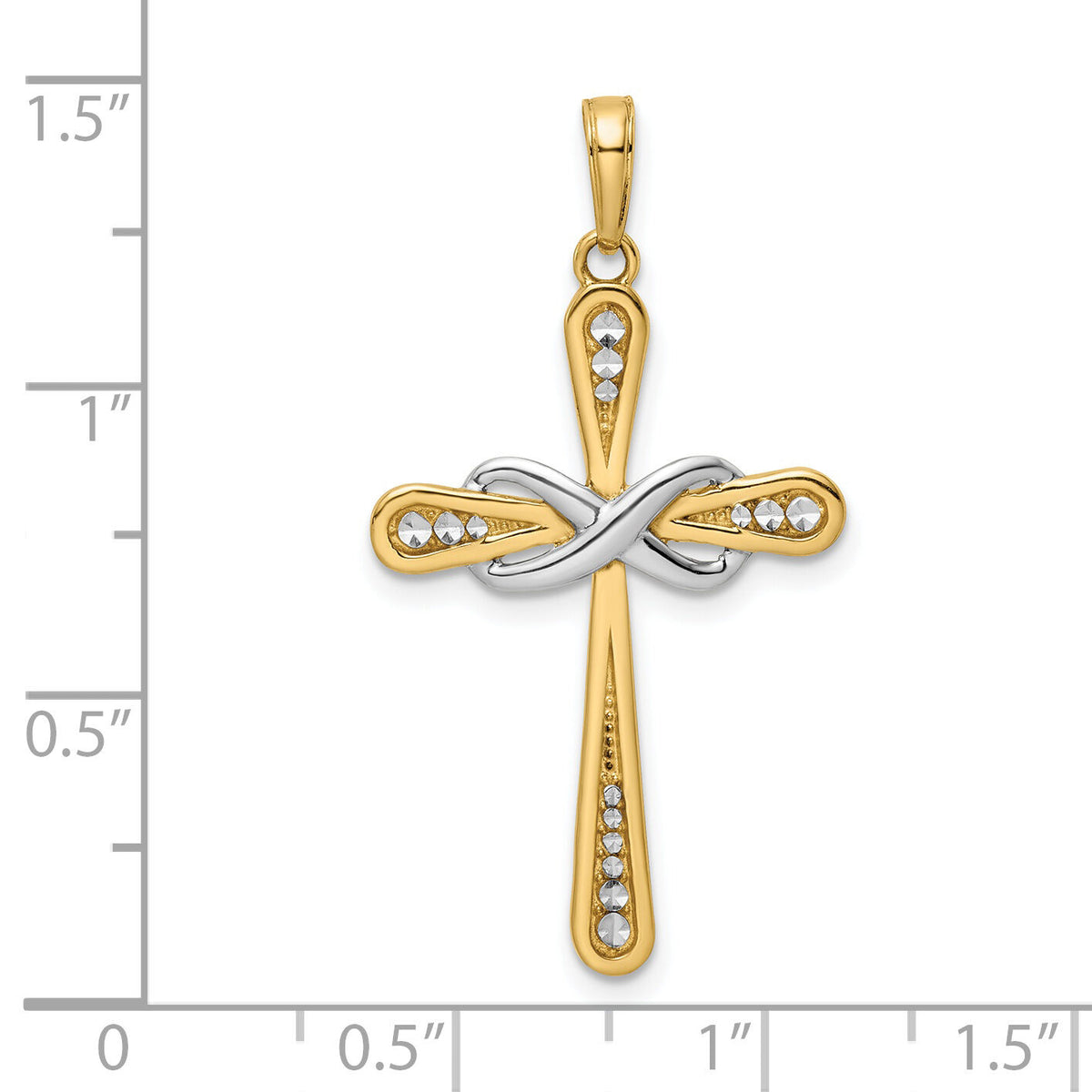 14K w/Rhodium D/C Cross & Infinity Pendant-K9786