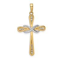 14K w/Rhodium D/C Cross & Infinity Pendant-K9786