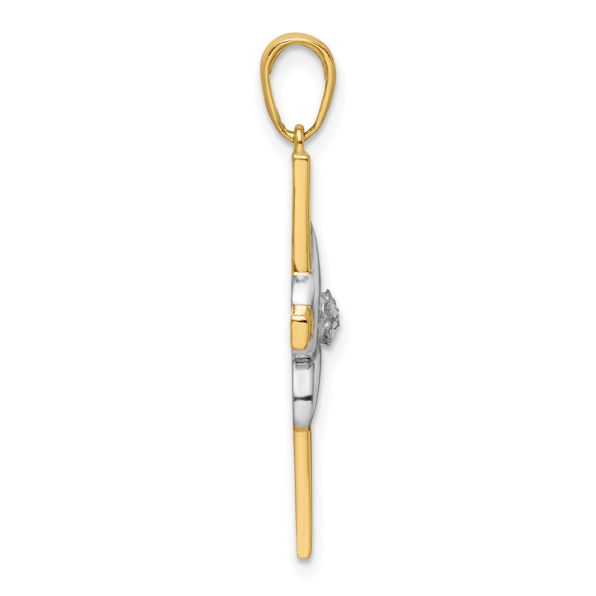 14K w/Rhodium D/C Cross Pendant-K9787