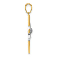 14K w/Rhodium D/C Cross Pendant-K9787