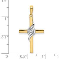 14K w/Rhodium D/C Cross Pendant-K9787