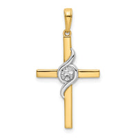 14K w/Rhodium D/C Cross Pendant-K9787