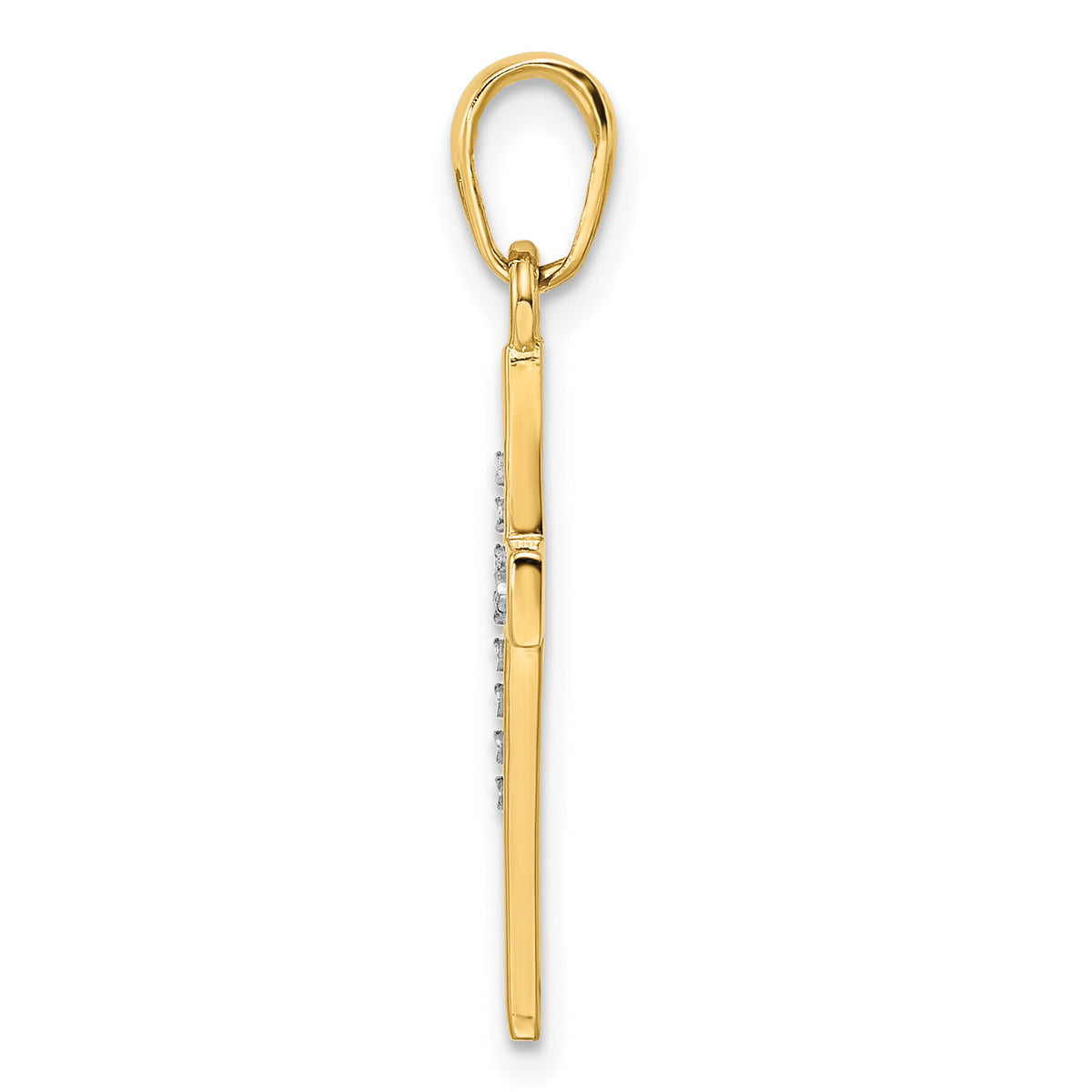 14K w/Rhodium D/C Cross Pendant-K9788