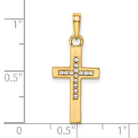 14K w/Rhodium D/C Cross Pendant-K9788