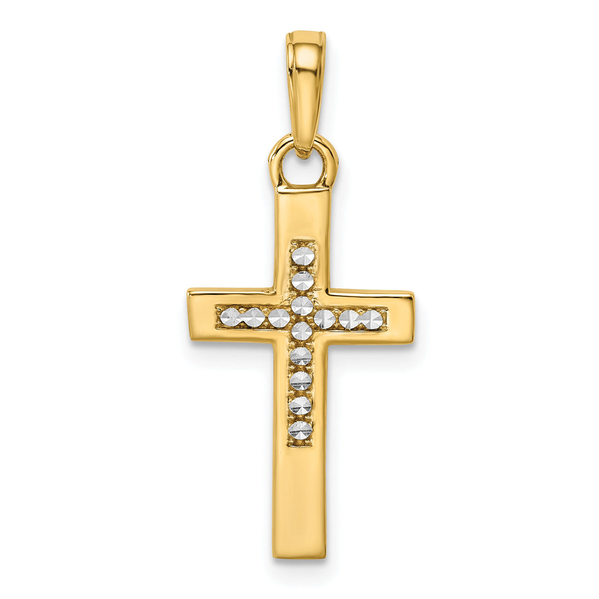 14K w/Rhodium D/C Cross Pendant-K9788