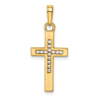 14K w/Rhodium D/C Cross Pendant-K9788