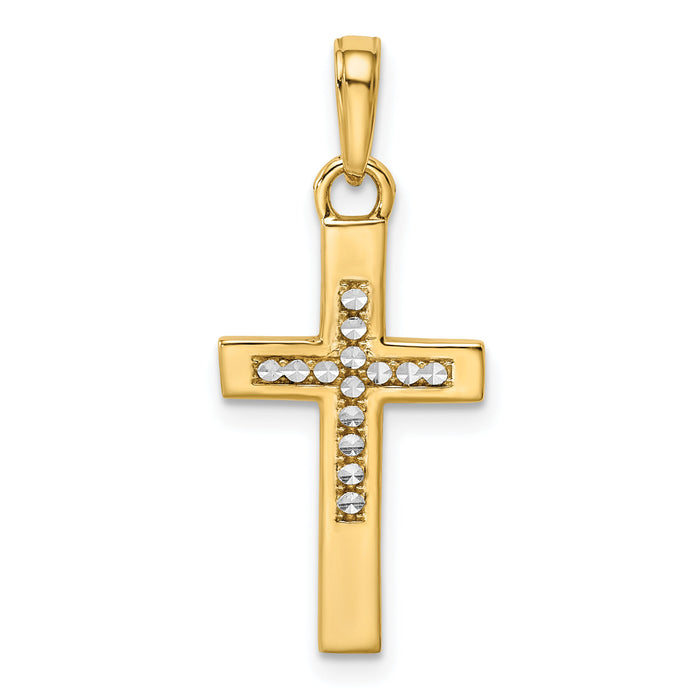 14K w/Rhodium D/C Cross Pendant-K9788