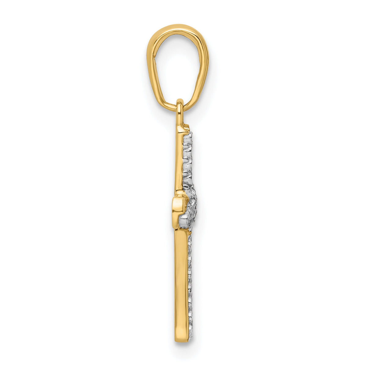 14K w/Rhodium D/C Cross Pendant-K9789