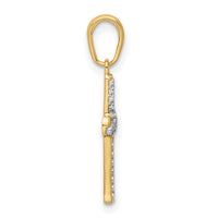 14K w/Rhodium D/C Cross Pendant-K9789