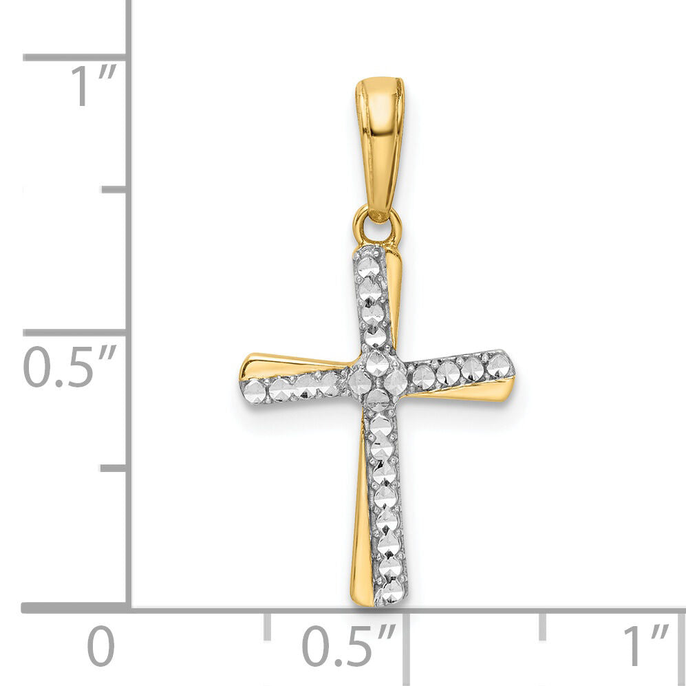 14K w/Rhodium D/C Cross Pendant-K9789