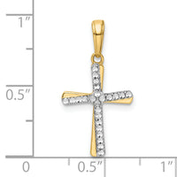 14K w/Rhodium D/C Cross Pendant-K9789