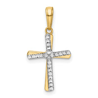 14K w/Rhodium D/C Cross Pendant-K9789
