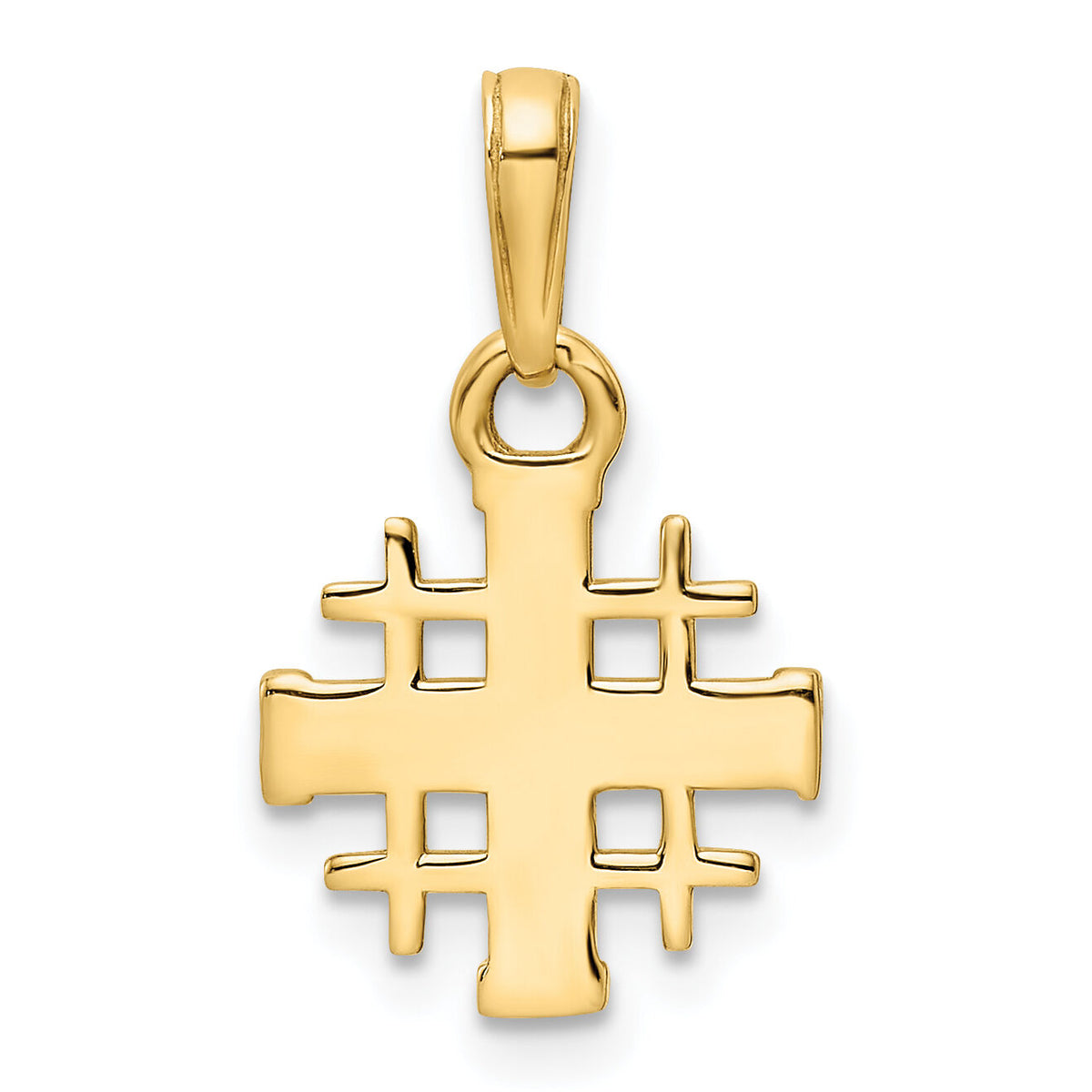 14K w/Rhodium D/C Jerusalem Cross Pendant-K9795