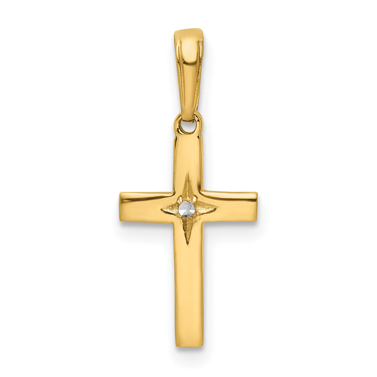 14K w/Rhodium D/C Cross Pendant-K9796