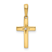 14K w/Rhodium D/C Cross Pendant-K9796