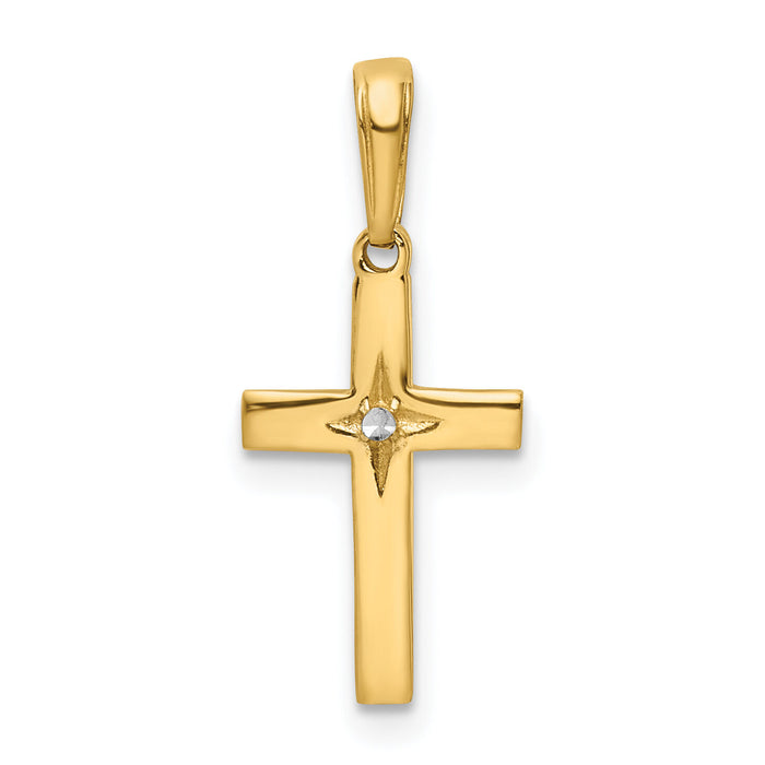14K w/Rhodium D/C Cross Pendant-K9796