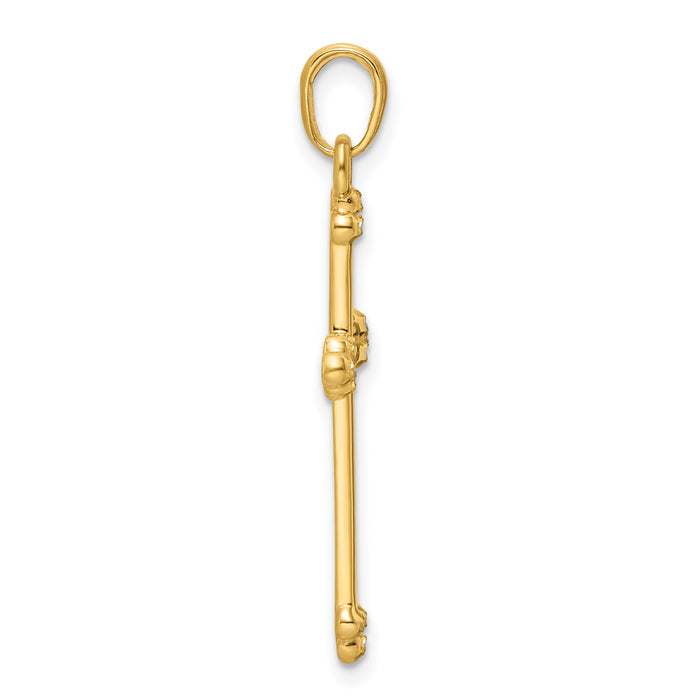 14K w/Rhodium D/C Cross Pendant-K9798