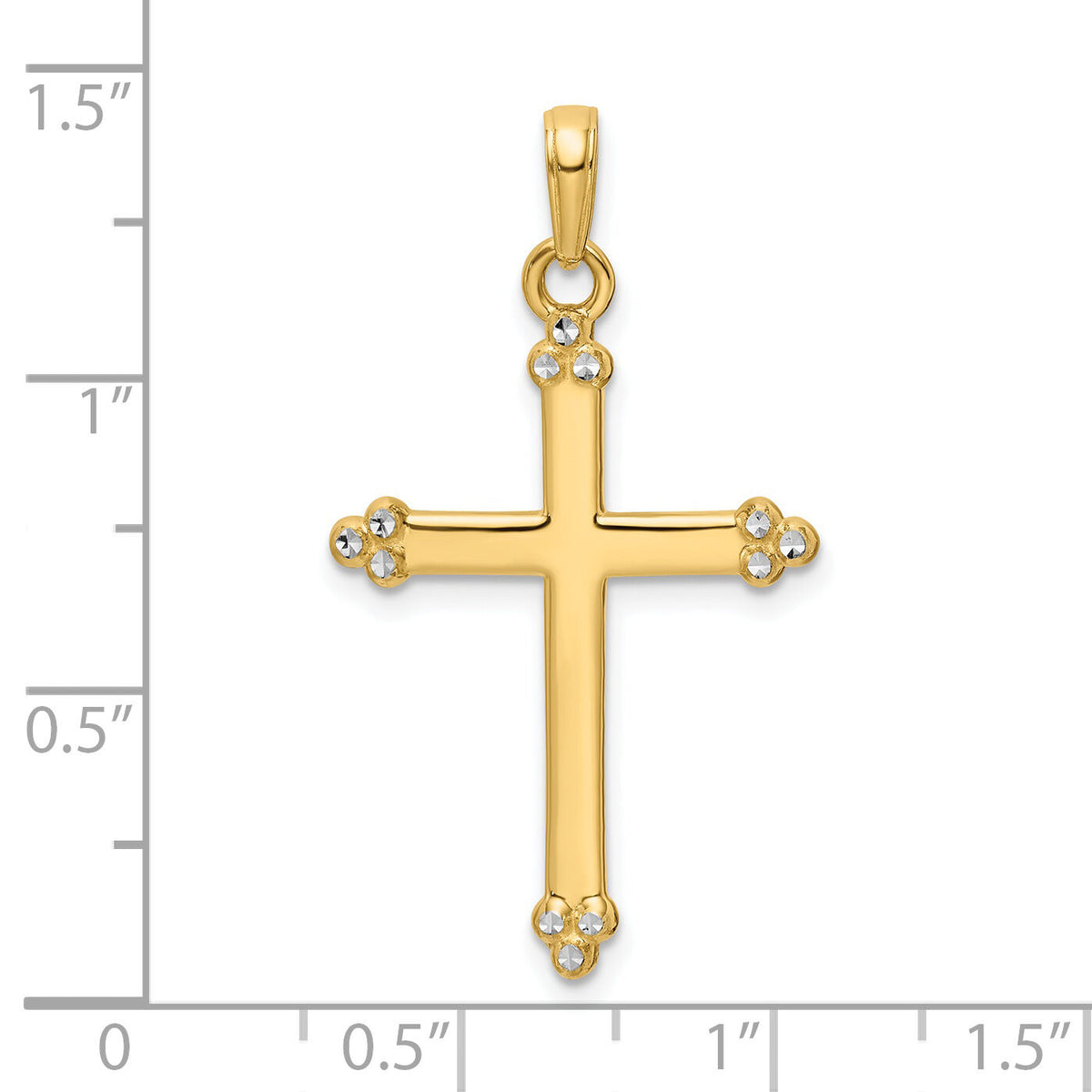 14K w/Rhodium D/C Cross Pendant-K9798