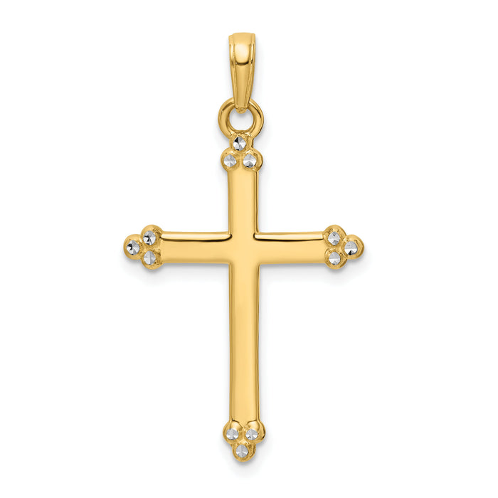 14K w/Rhodium D/C Cross Pendant-K9798