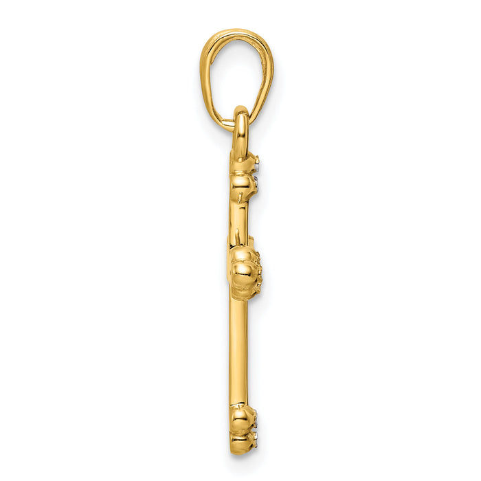 14K w/Rhodium D/C Cross Pendant-K9799