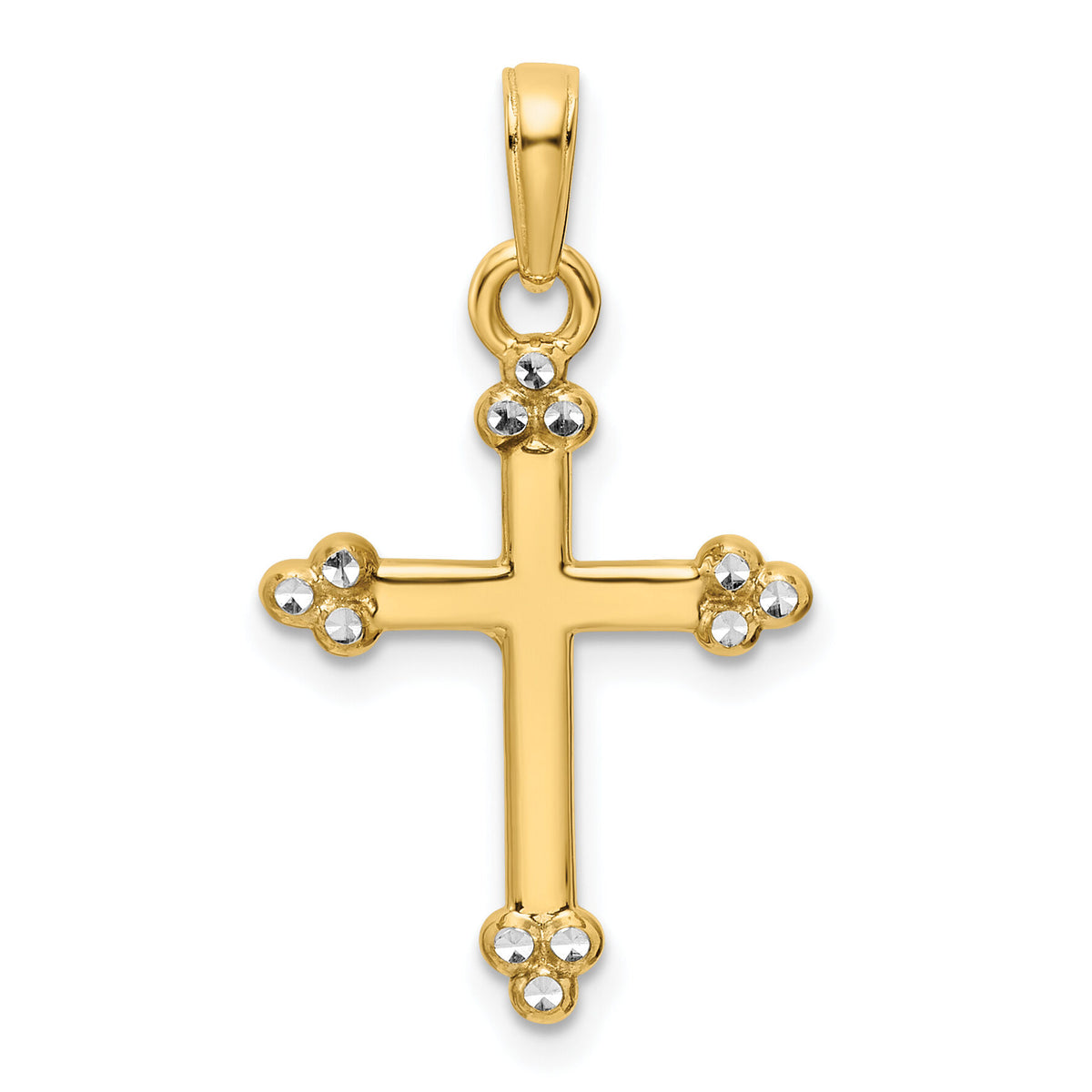 14K w/Rhodium D/C Cross Pendant-K9799