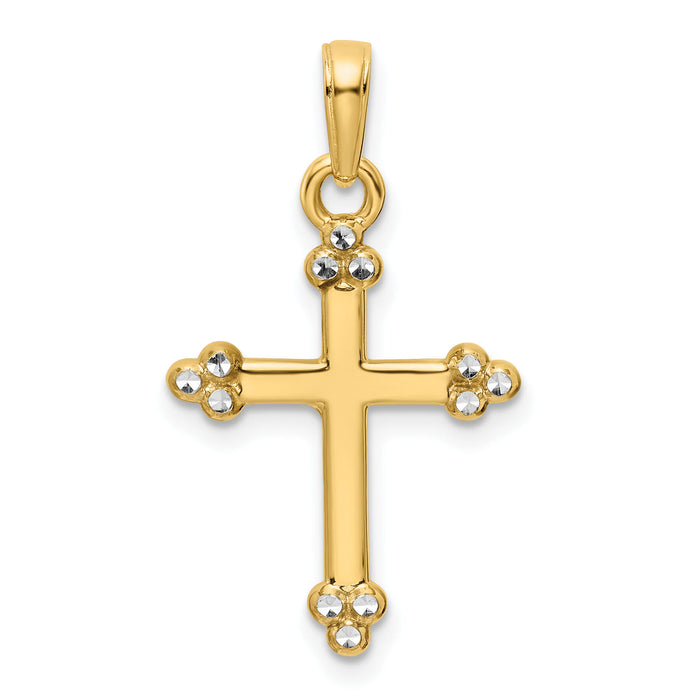 14K w/Rhodium D/C Cross Pendant-K9799