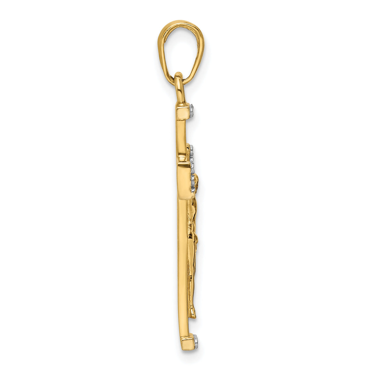 14K w/Rhodium D/C Crucifix Pendant-K9800