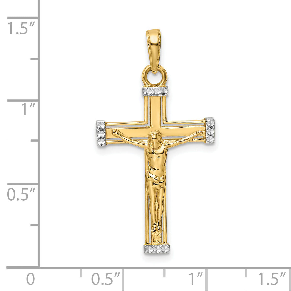 14K w/Rhodium D/C Crucifix Pendant-K9800