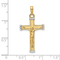 14K w/Rhodium D/C Crucifix Pendant-K9800