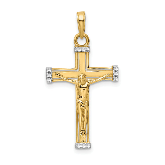 14K w/Rhodium D/C Crucifix Pendant-K9800