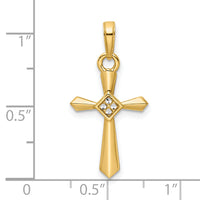 14K w/Rhodium D/C Cross Pendant-K9801