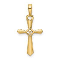 14K w/Rhodium D/C Cross Pendant-K9801