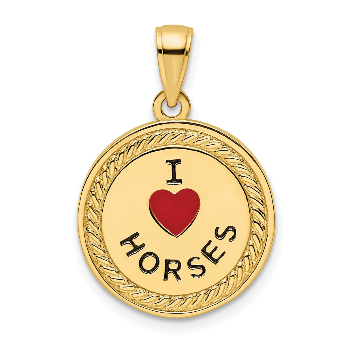 14K I Heart Horses/I Heart Riding Enameled Reversible Pendant-K9802