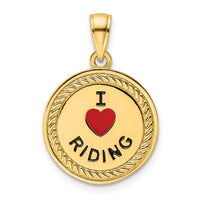 14K I Heart Horses/I Heart Riding Enameled Reversible Pendant-K9802