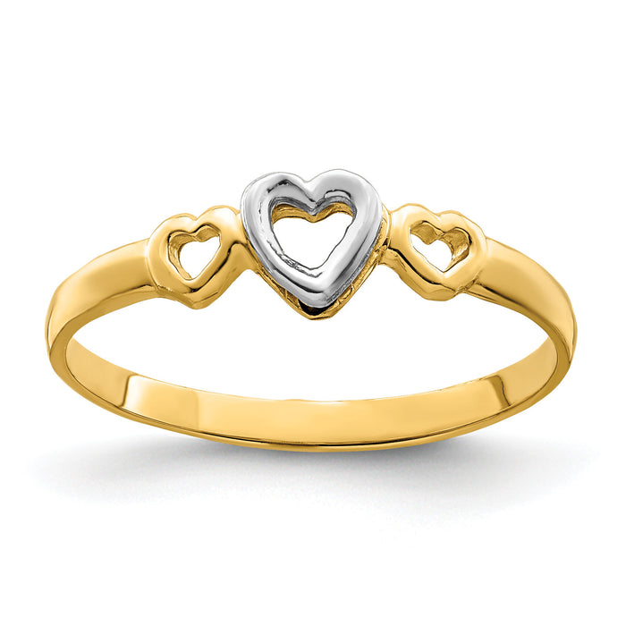14k Two-tone Gold Hearts Ring-K9804