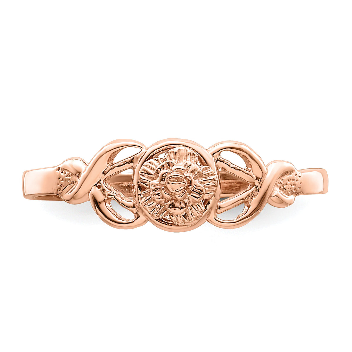 14k Rose Gold Polished Flower Ring-K9807