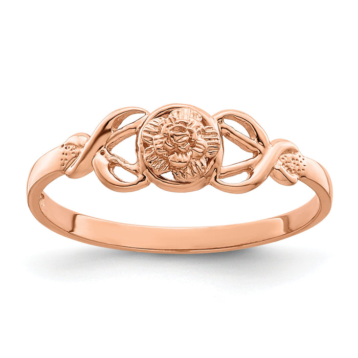 14k Rose Gold Polished Flower Ring-K9807