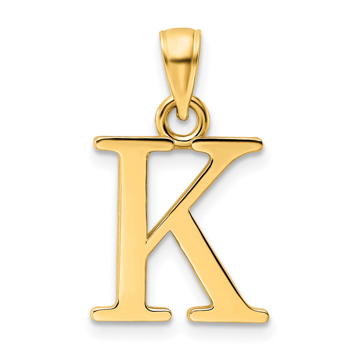 14K Polished Letter K Pendant-K9810K