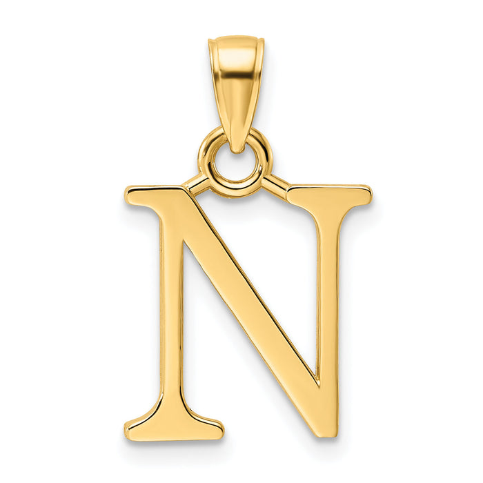 14K Polished Letter N Pendant-K9810N
