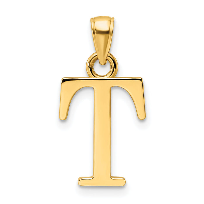 14K Polished Letter T Pendant-K9810T