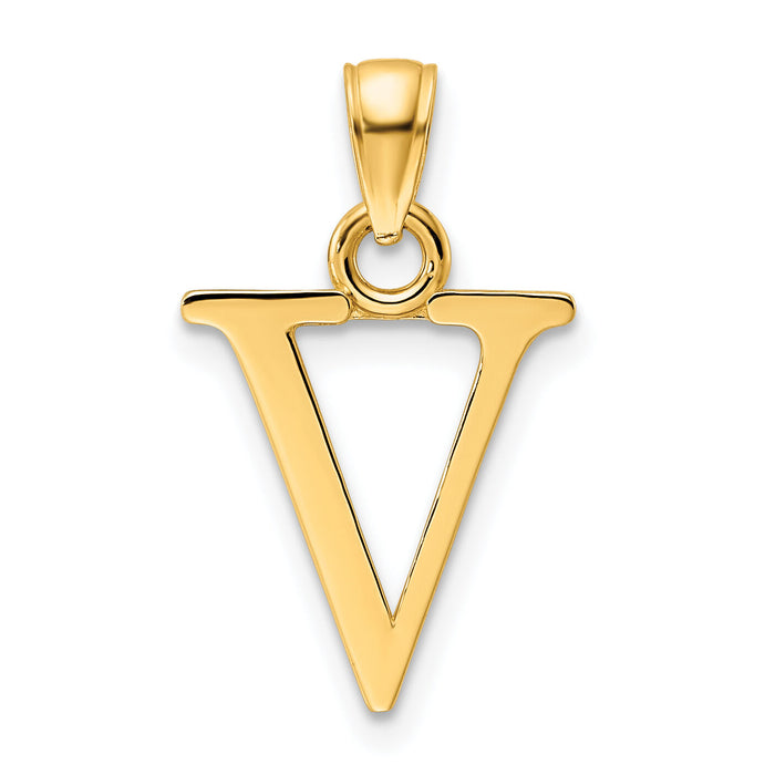 14K Polished Letter V Pendant-K9810V