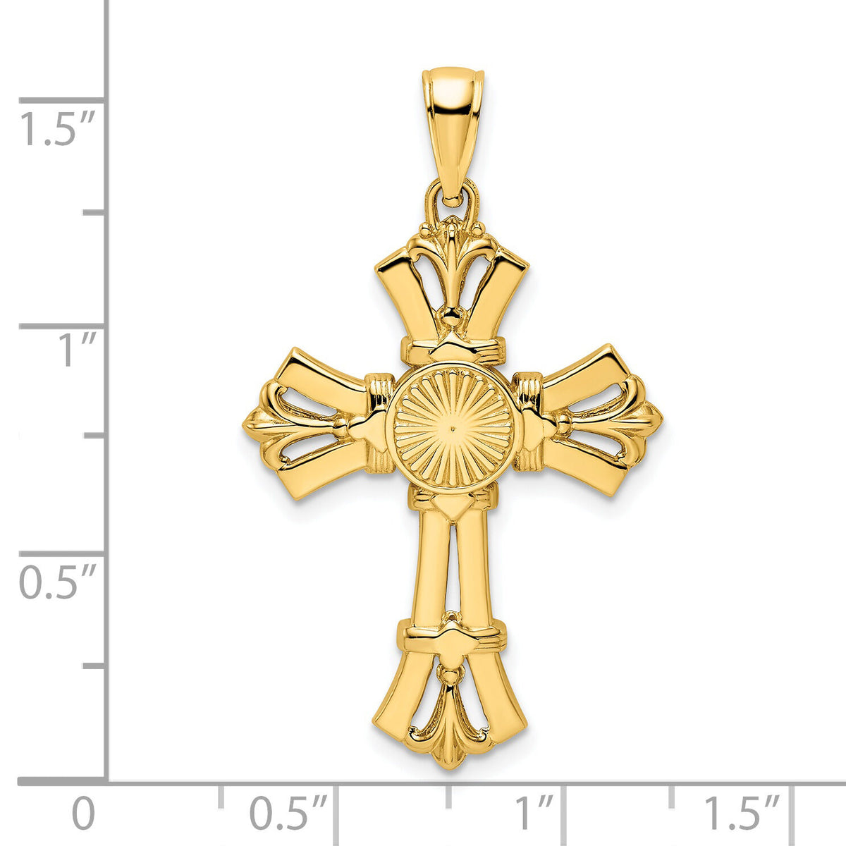 14K Polished Fancy Cross Pendant-K9812