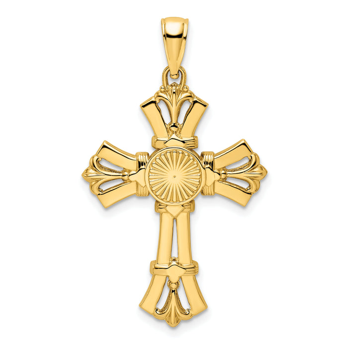 14K Polished Fancy Cross Pendant-K9812