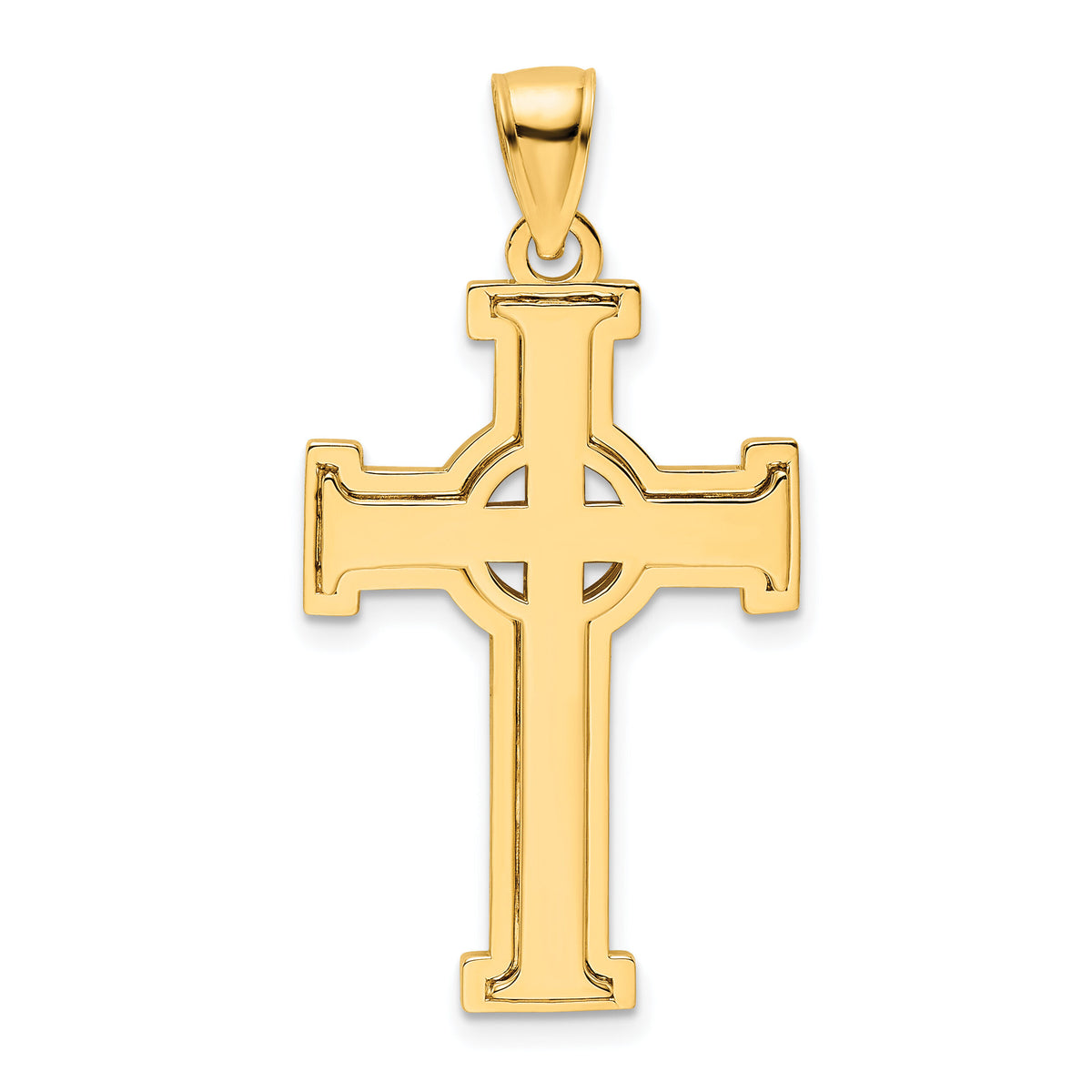 14K Polished Cross Pendant-K9819