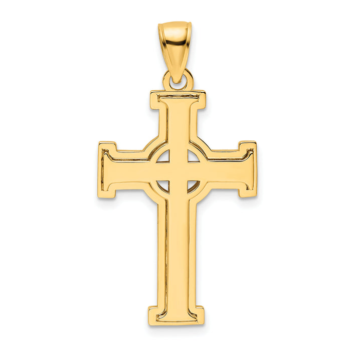 14K Polished Cross Pendant-K9819