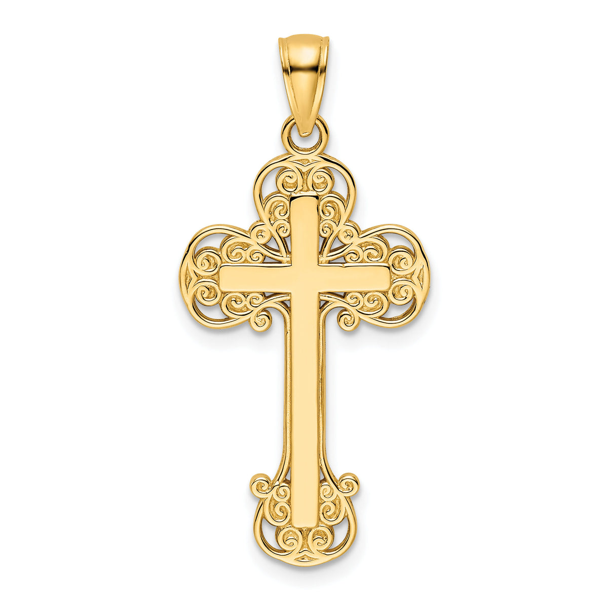 14K Polished Fancy Cross Pendant-K9821