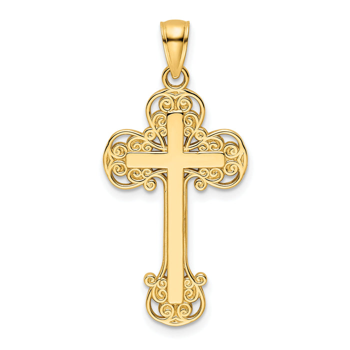 14K Polished Fancy Cross Pendant-K9821